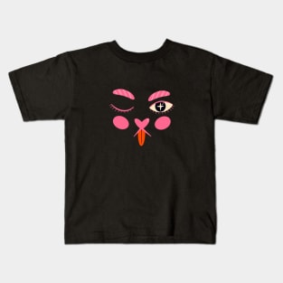 Cute black cat face illustration Kids T-Shirt